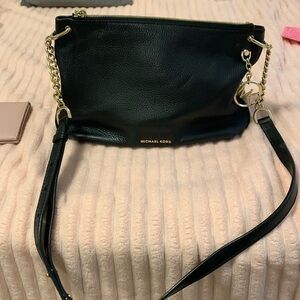 Michael Kors, black pebbled leather chain link Crossbody slightly used